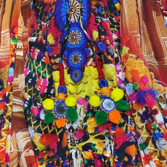 Shahida Parides NWT V-Neck Embellished Hi-Low Dress in Royal Heritage M/L - Picture 5 of 7